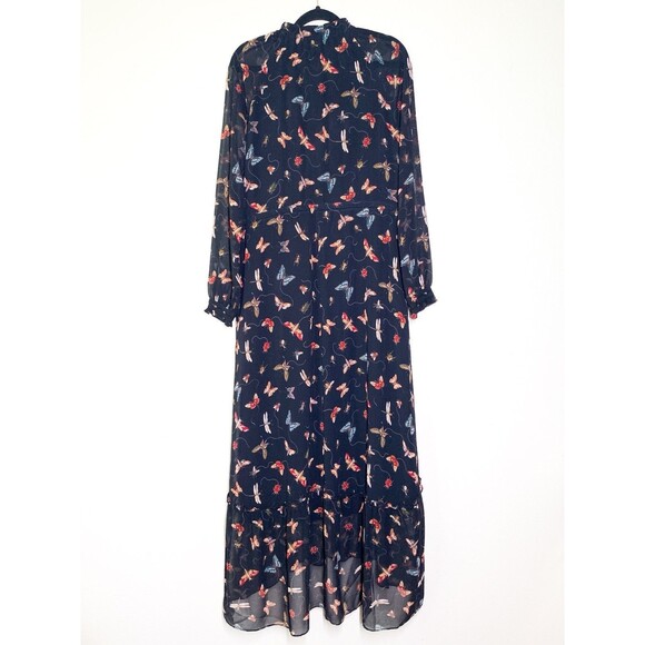 ME+EM Insect Print Sheer Sleeve Maxi Dress 8 Long Sleeve - Picture 7 of 10